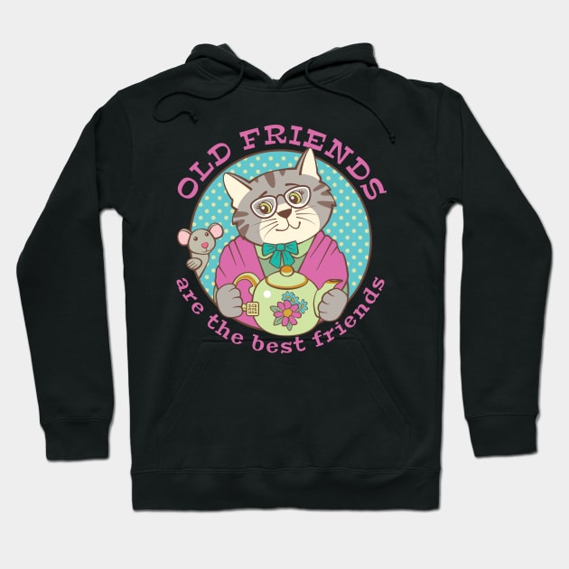 Old Friends are the Best Friends Cat and Mouse Hoodie by Sue Cervenka